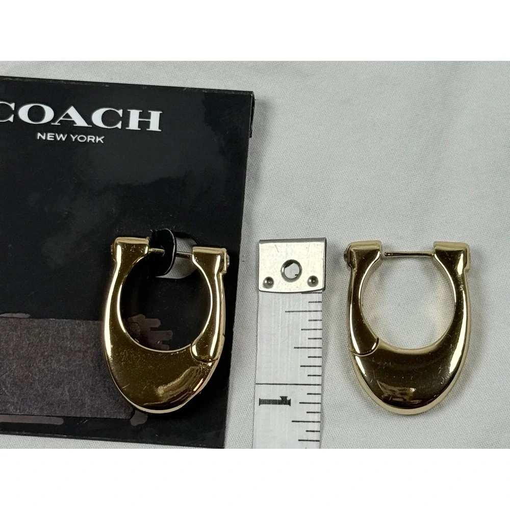 NWT Coach Gold Tone Oval Hoop Earrings Quiet Luxury Jewelry 408077GLD230 - Picture 4 of 5